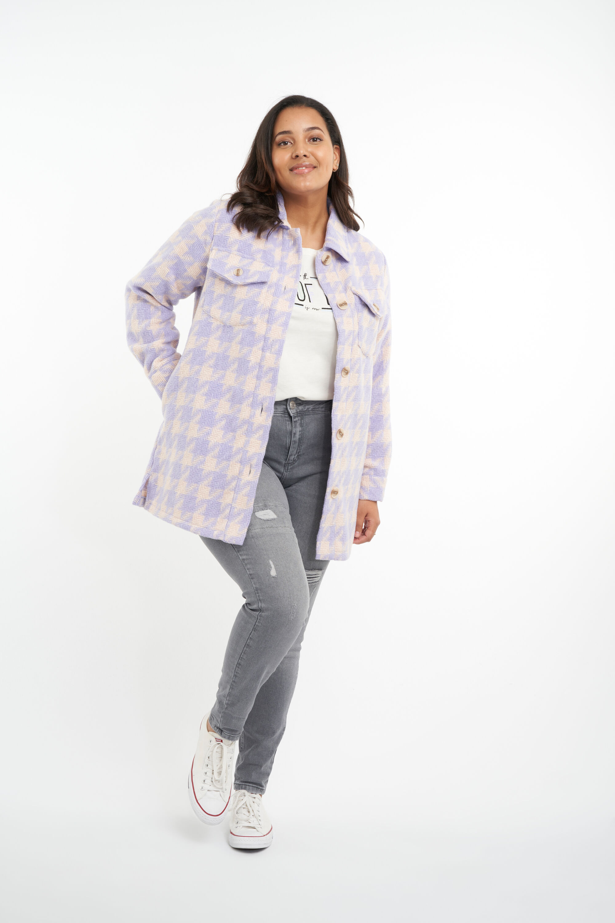 Sobrecamisa con estampado pata de gallo image number 6