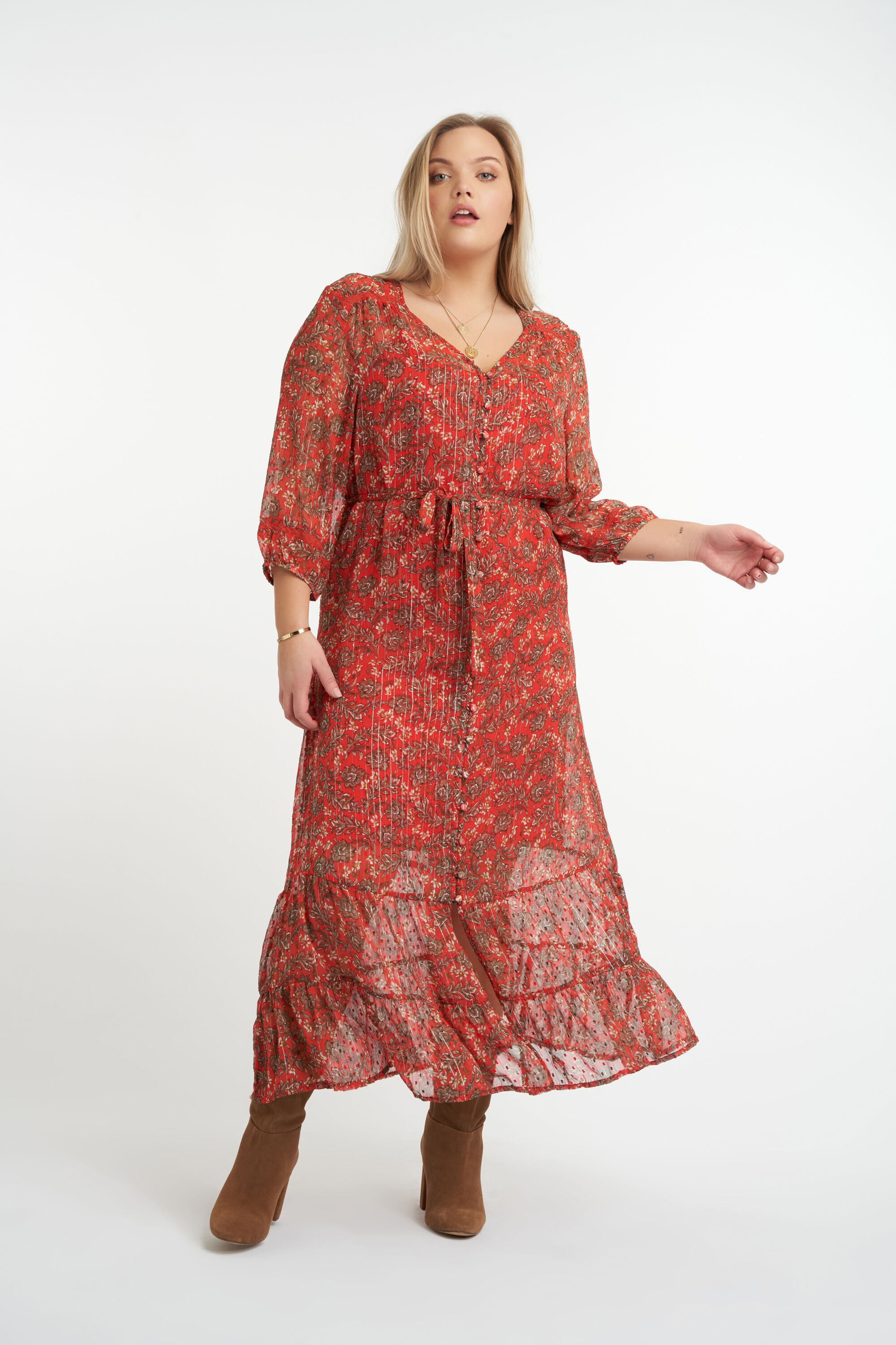 Vestido largo con estampado floral image number 5