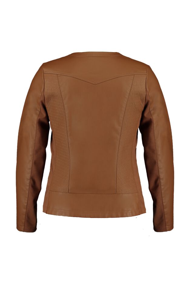 Chaqueta motera de cuero sintético con cuello redondo image number 2