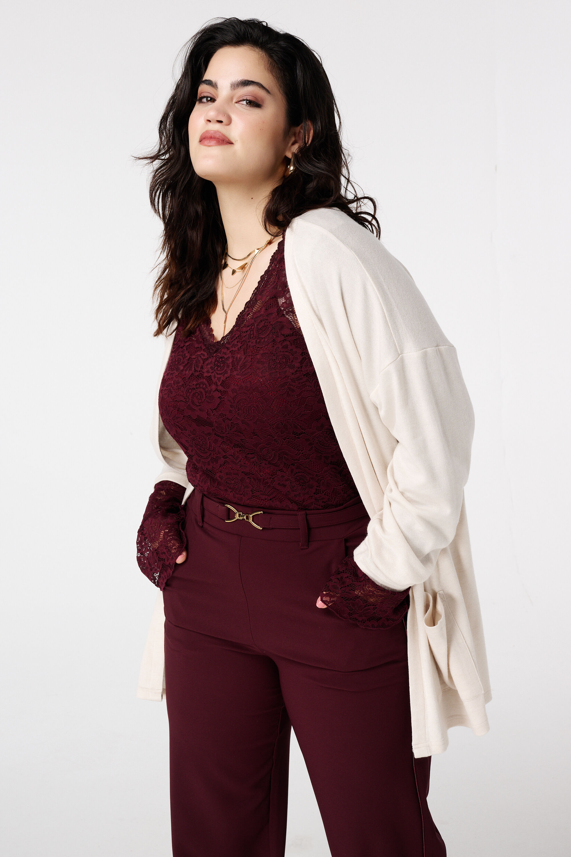 C&aacute;rdigan largo con bolsillos