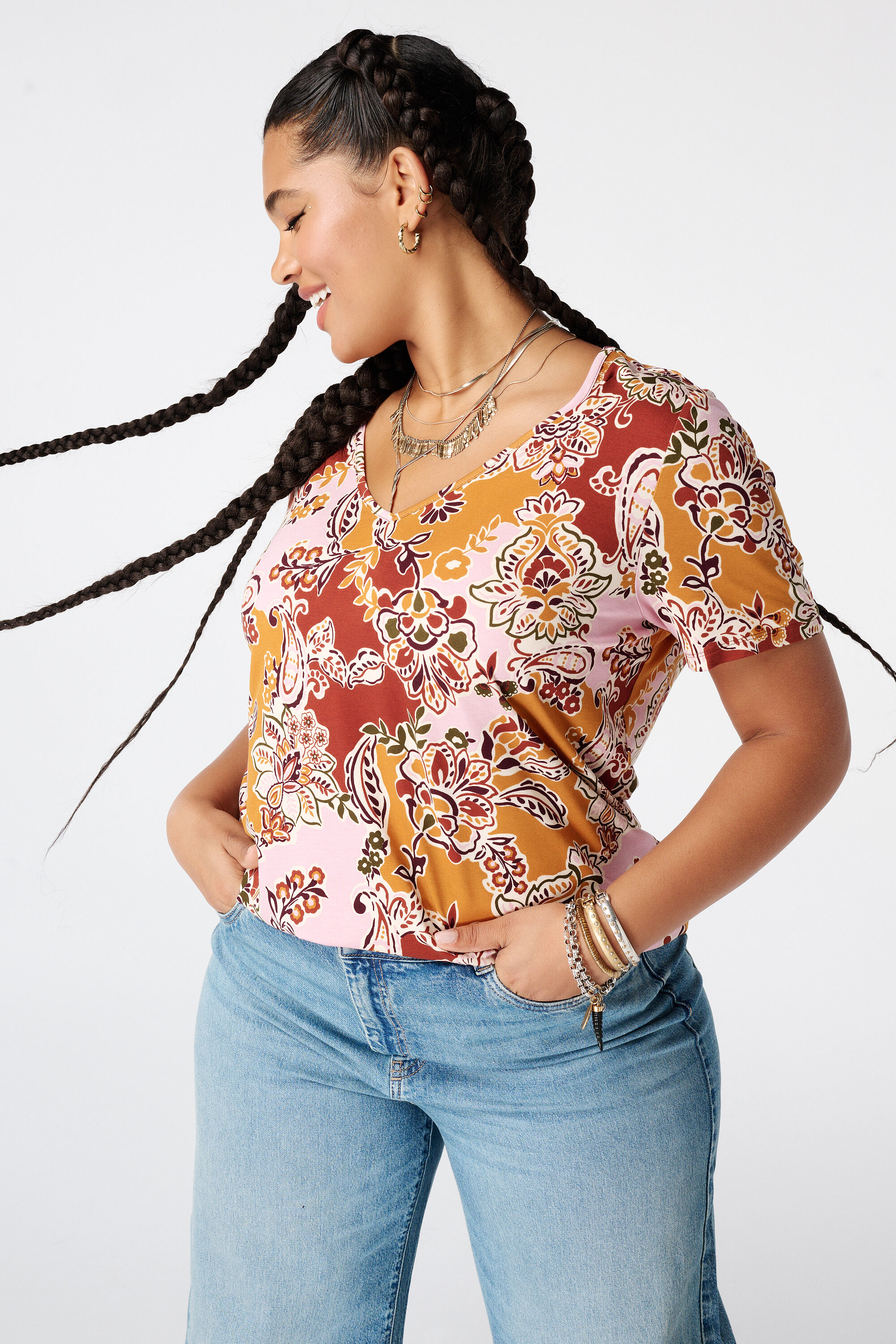 Top estampado con escote en V