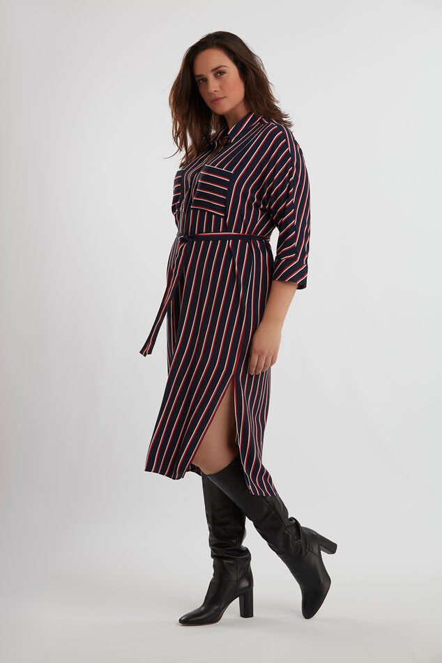 Vestido tipo camisa a rayas image number 0