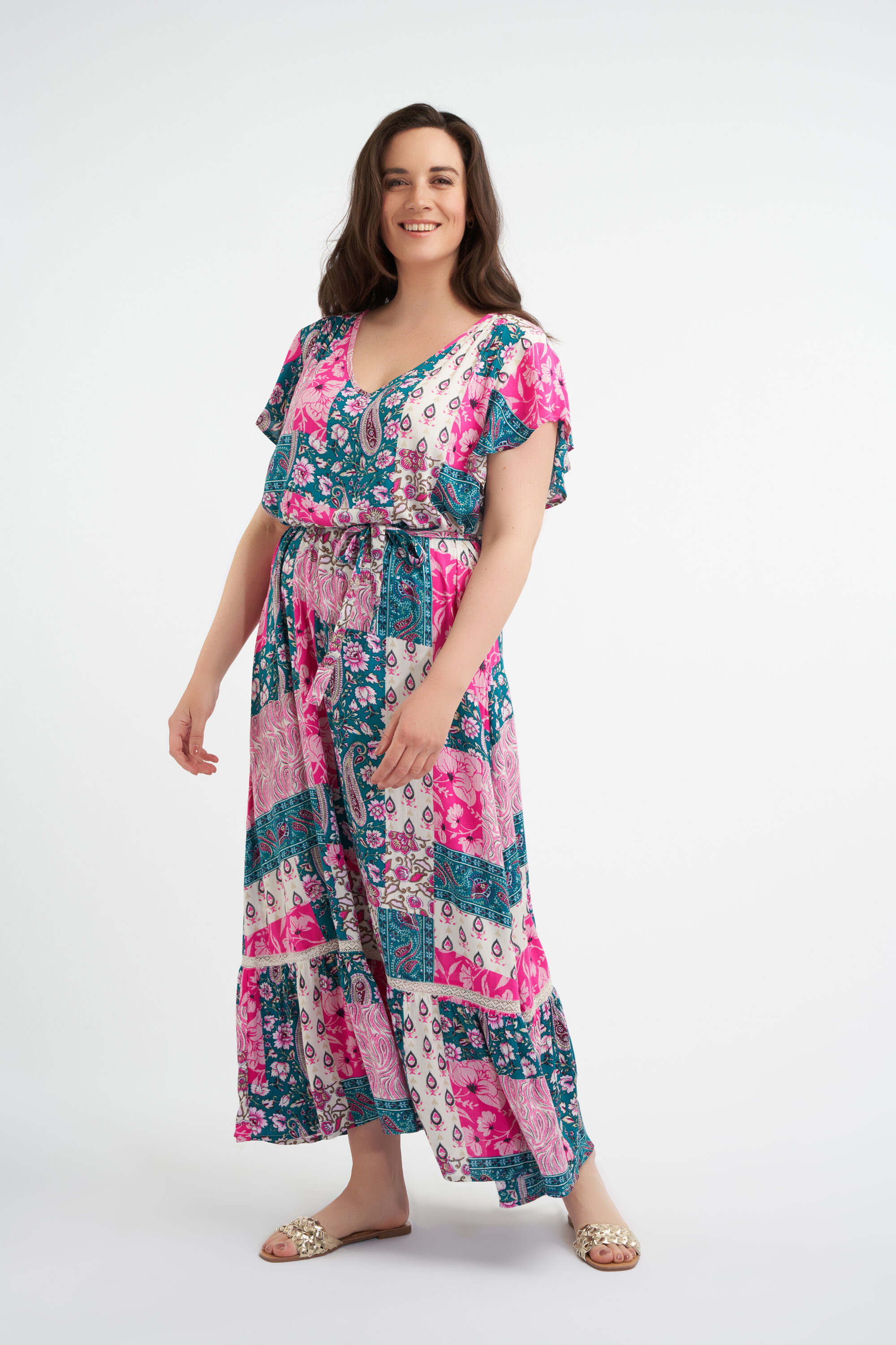 Vestido largo con patchwork  image number 5