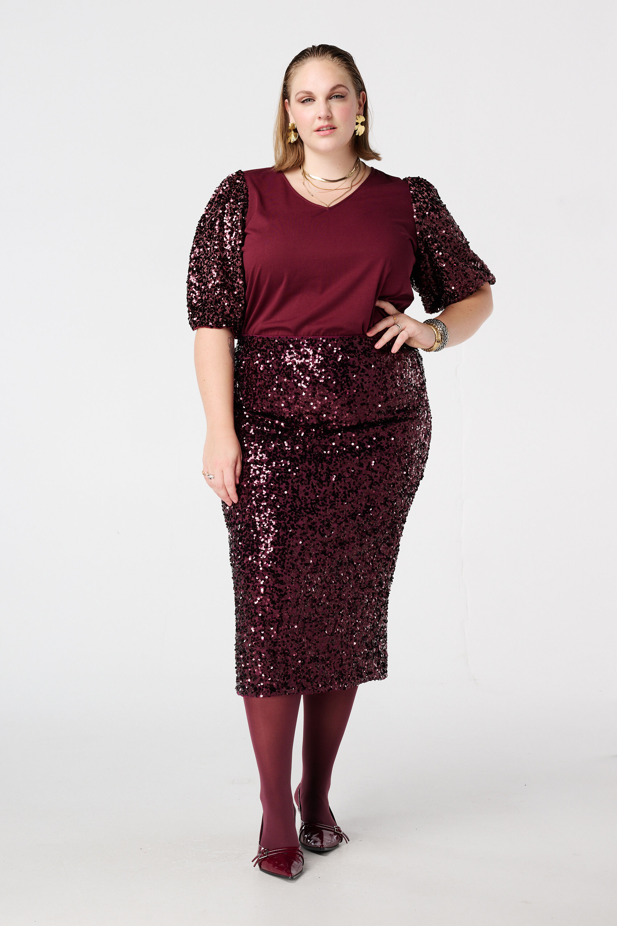 Falda con lentejuelas y elasticidad