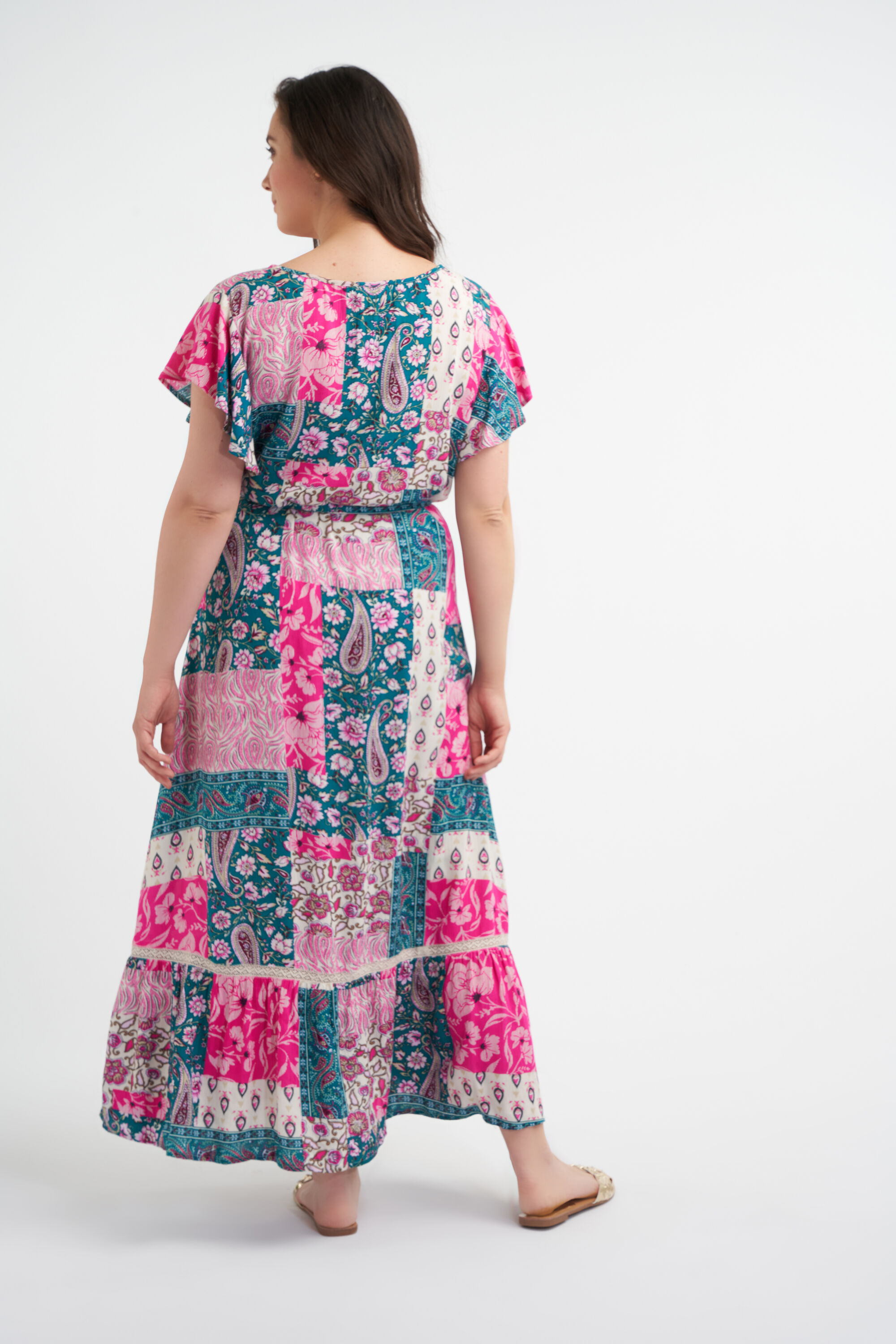 Vestido largo con patchwork  image number 3