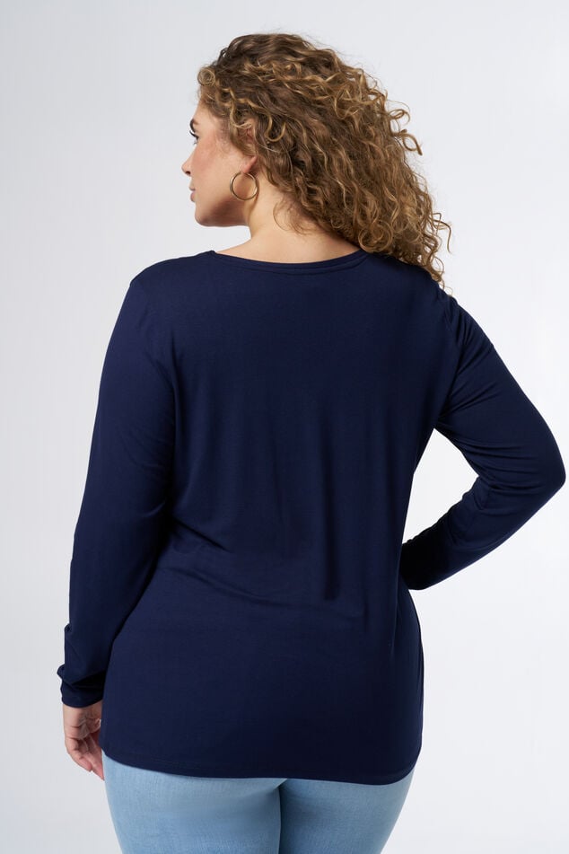 Top de manga larga y cuello en V image number 3