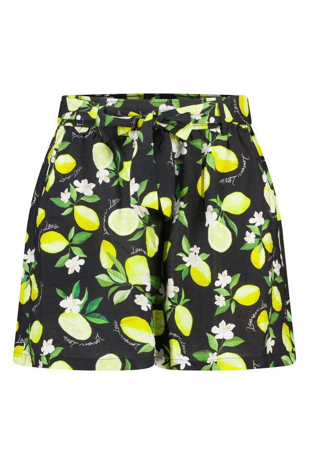 Pantalones cortos con estampado de limones y cinturón image number 1