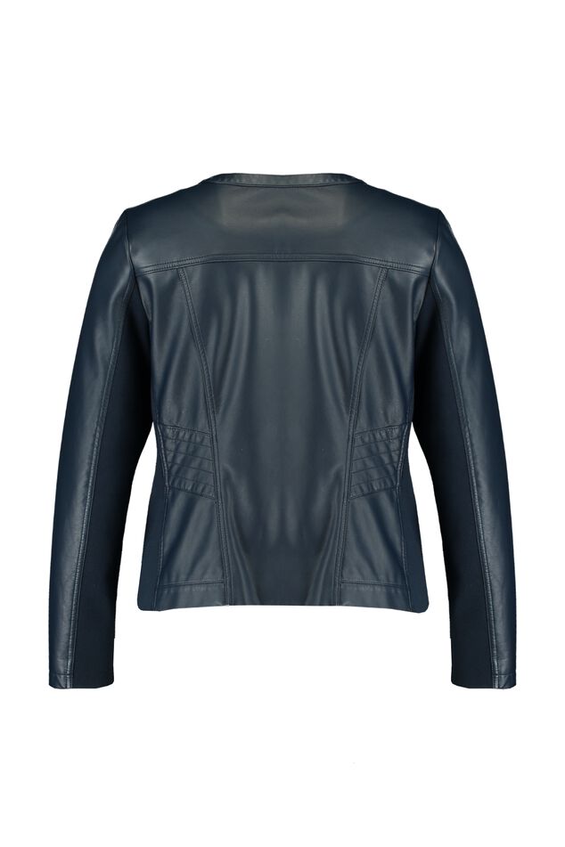 Chaqueta de cuero sintético con cuello redondo image number 2