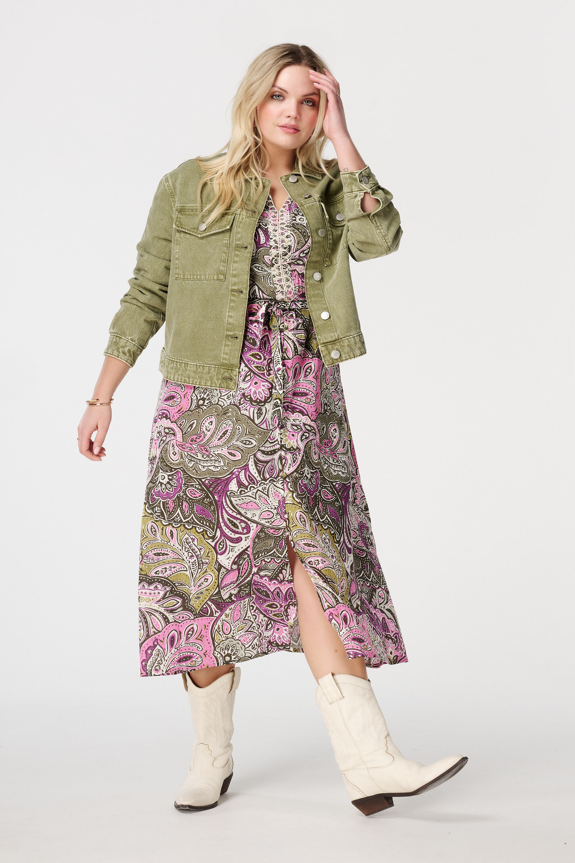 Chaqueta denim de color verde image number 5