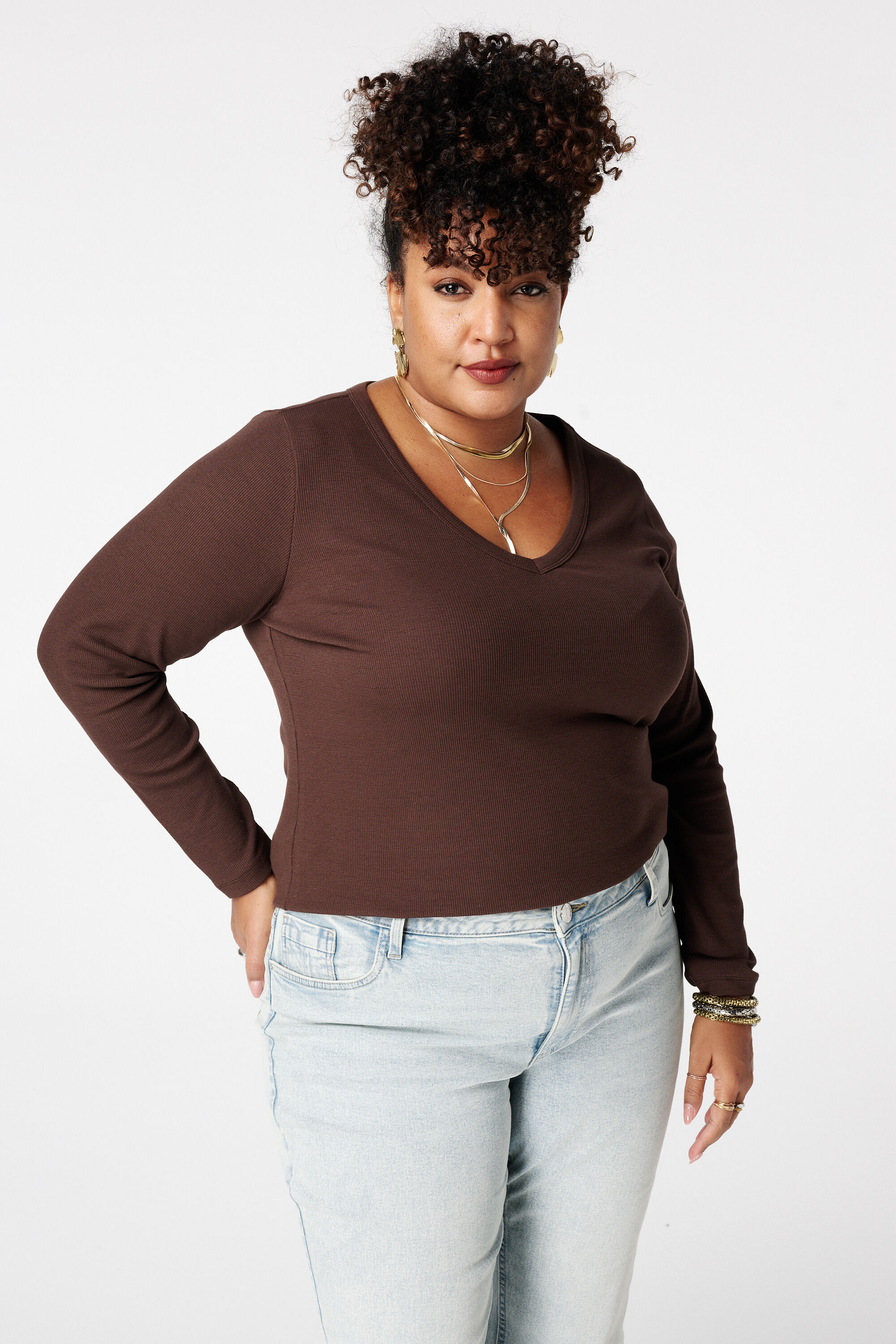 Top de canal&eacute; con manga larga