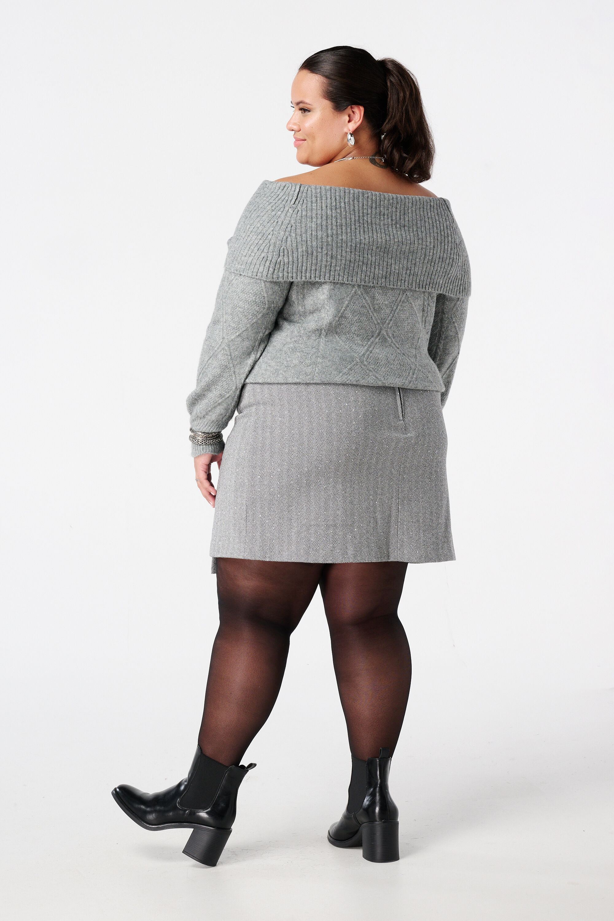 Falda con estampado y lurex image number 3