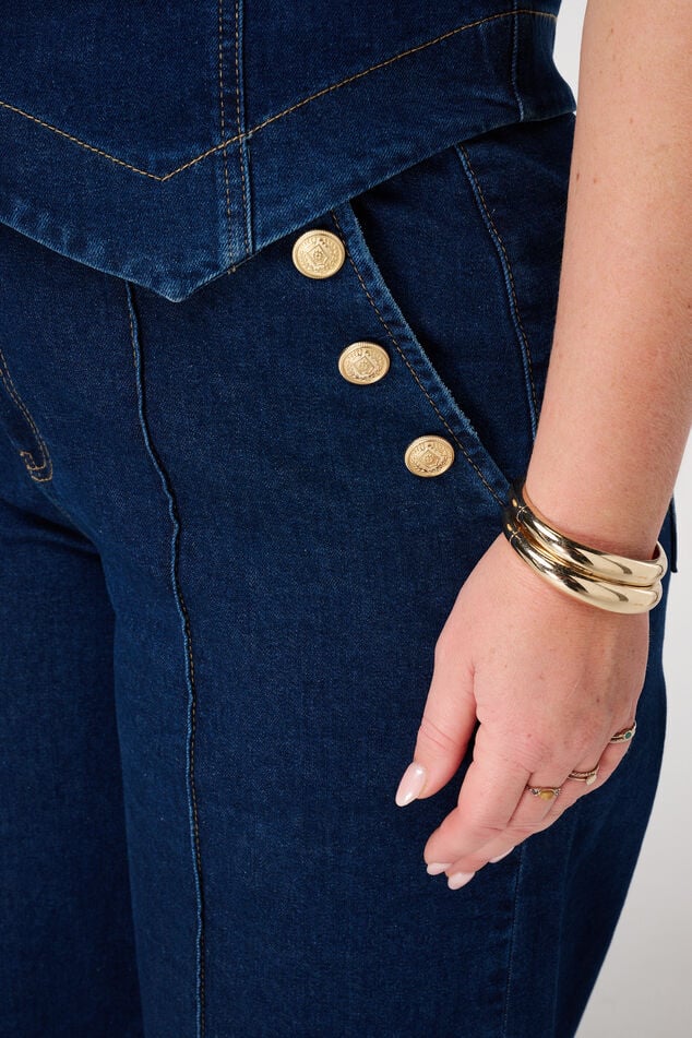 Vaqueros de pernera ancha con pespuntes decorativos image number 4