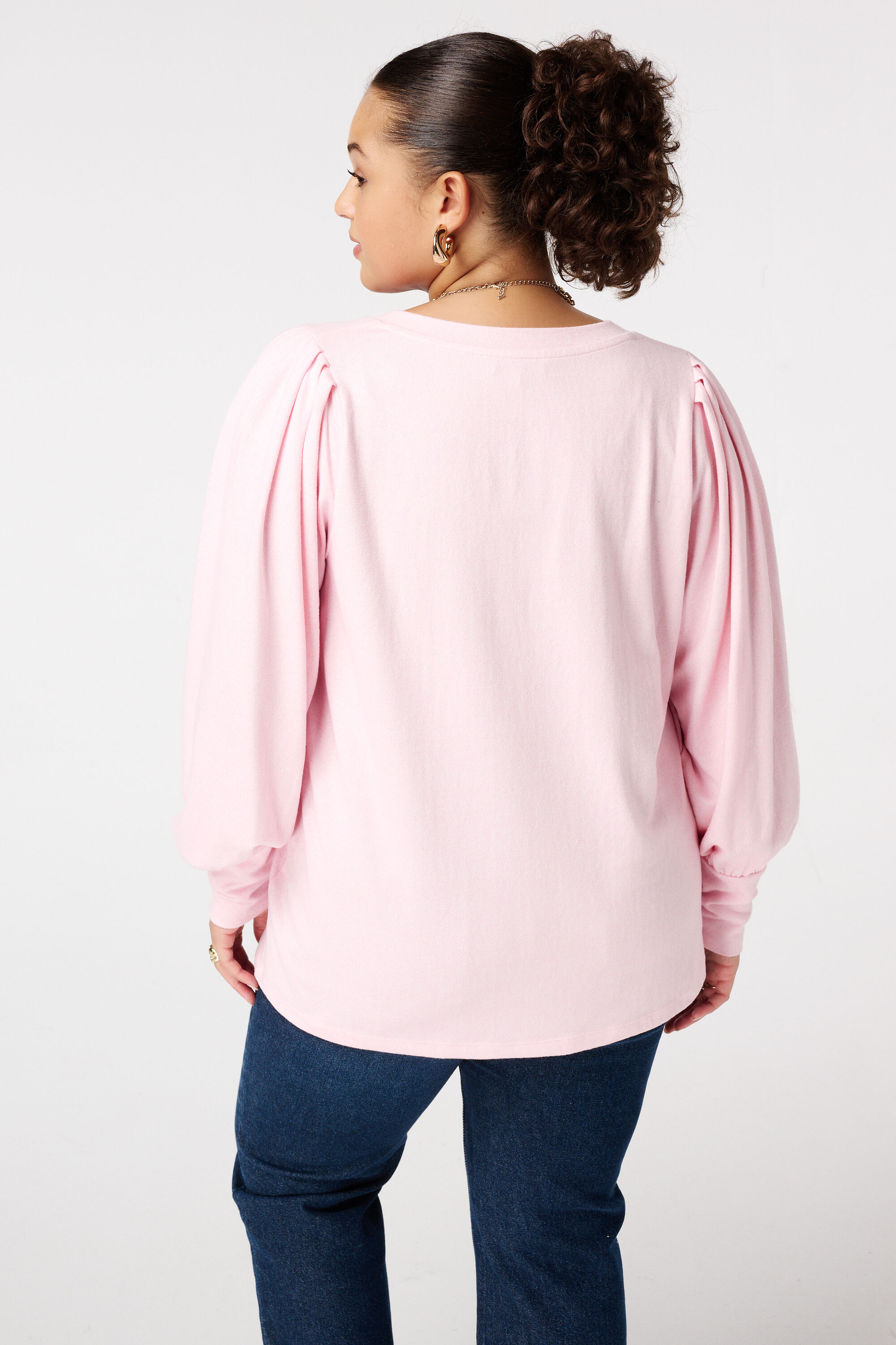 Jersey de punto fino con mangas abullonadas image number 3