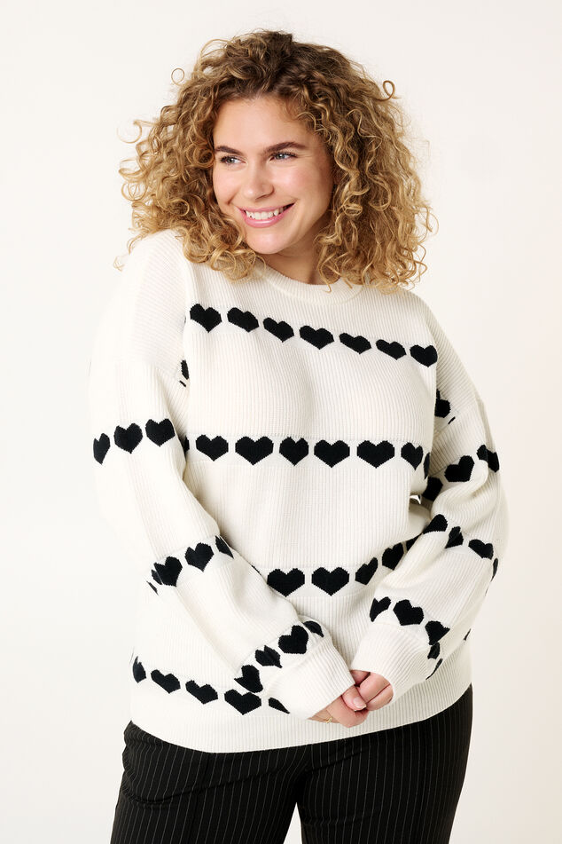 Suéter de punto decorado con corazones image number 0