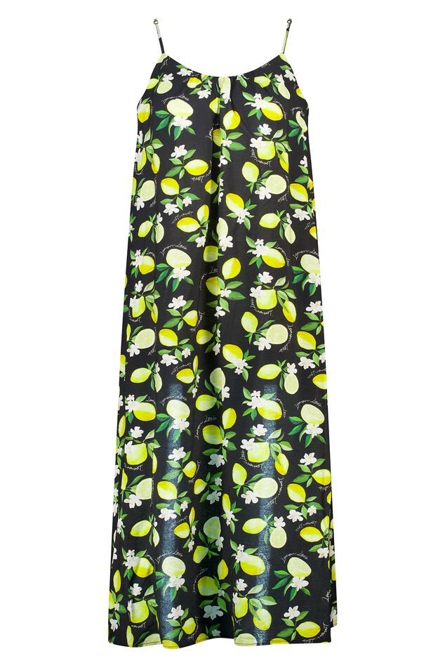 Vestido largo con estampado de limones image number 1