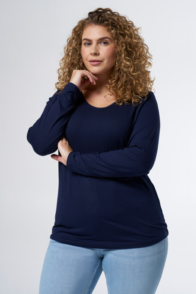 Top de manga larga y cuello en V image number 0