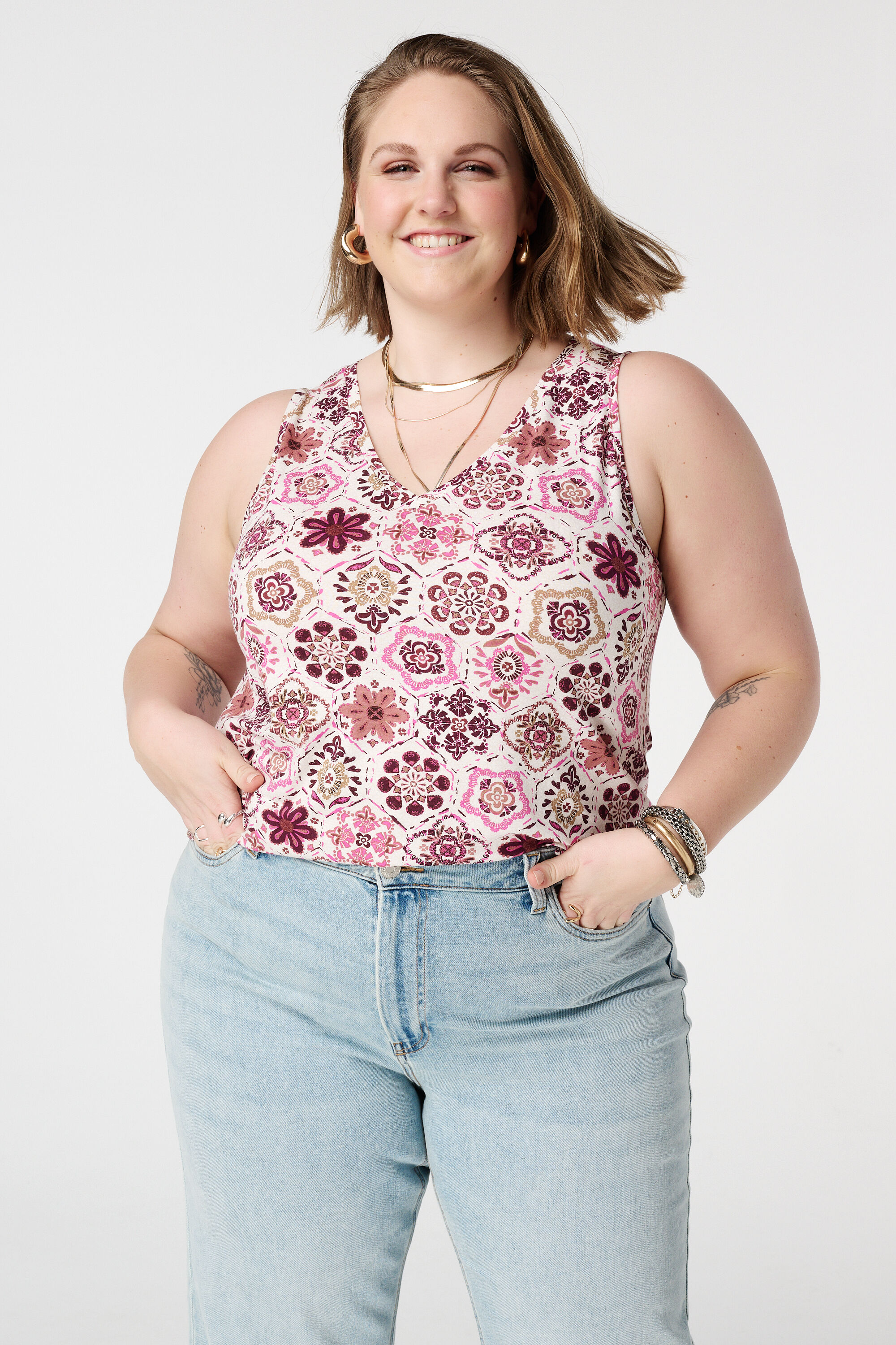 Camiseta de tirantes con escote en V y estampado