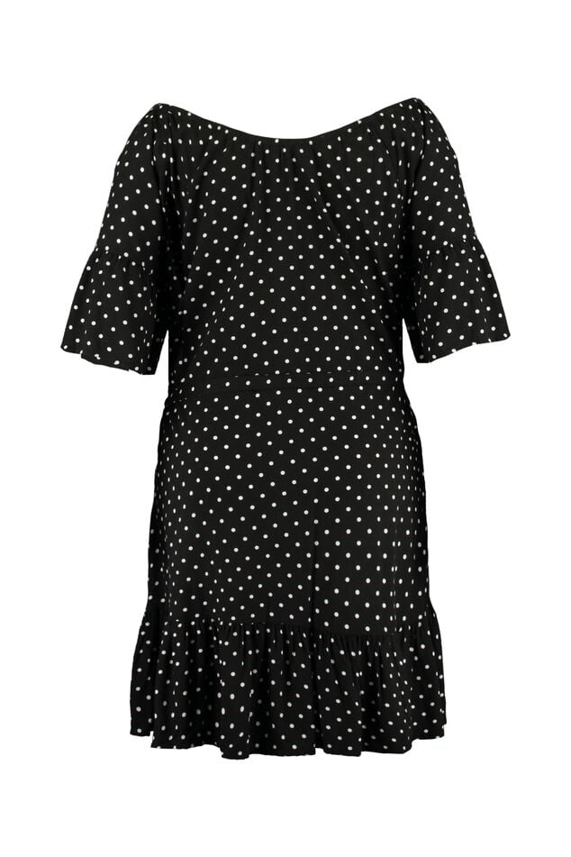 Vestido estampado con hombros descubiertos image number 2