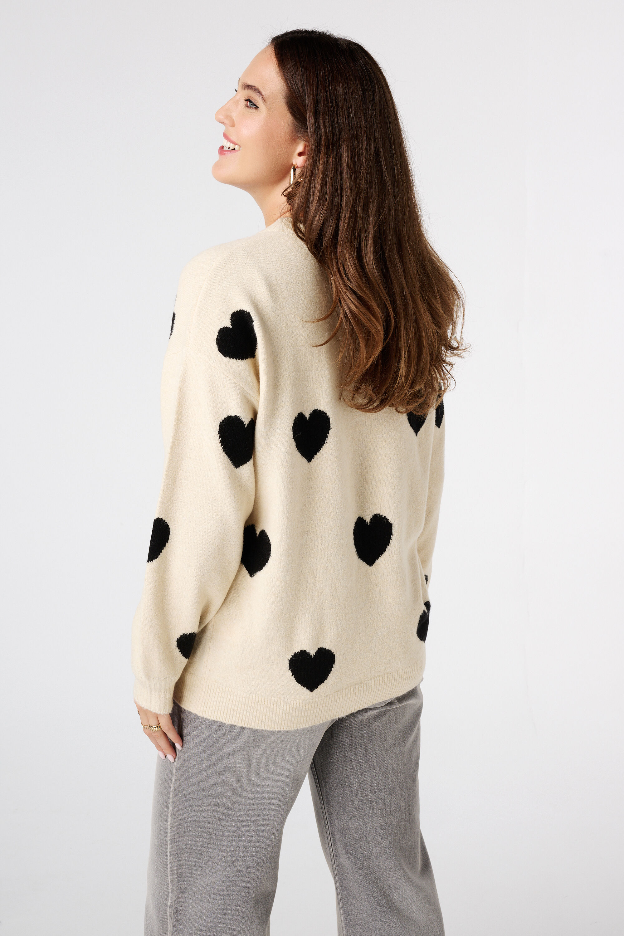 Jersey de punto fino con dise&ntilde;o de corazones image number 3