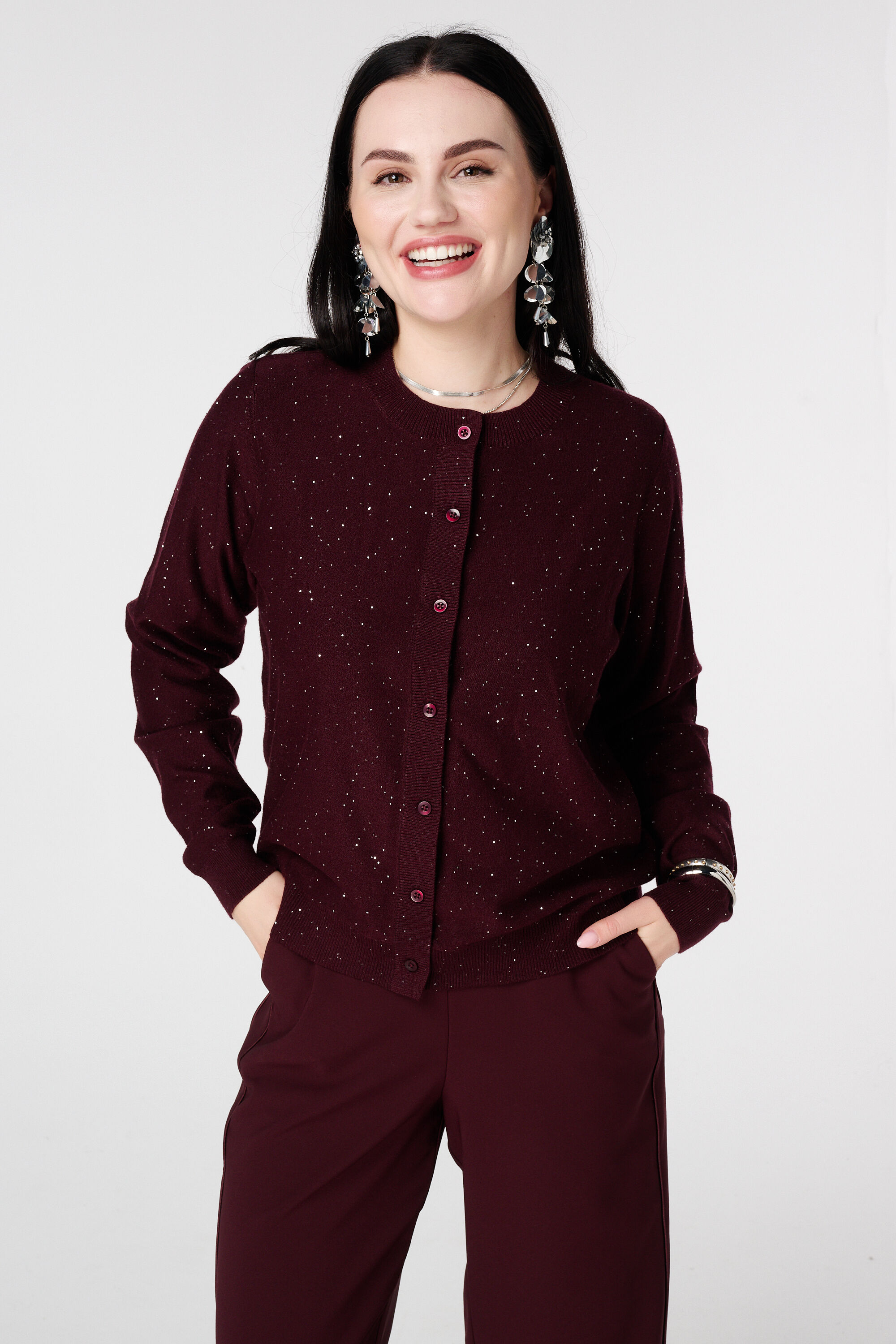 C&aacute;rdigan de punto fino con mini lentejuelas