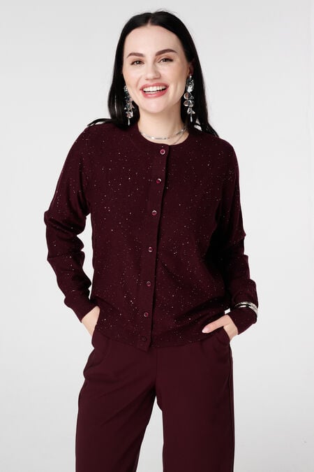 Chaqueta de punto fino con mini lentejuelas Chaqueta de punto fino con mini lentejuelas