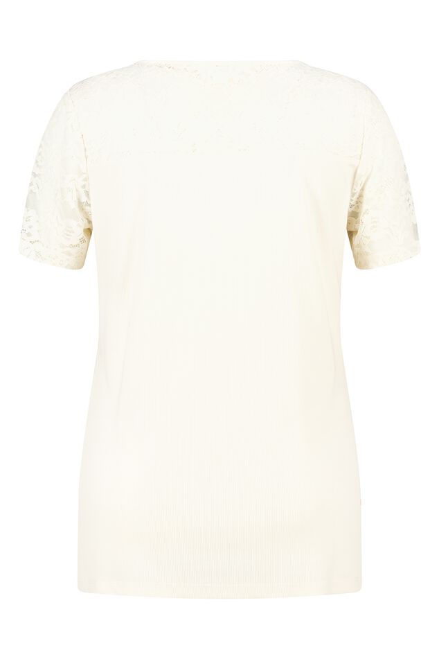 Camiseta de canalé con encaje image number 2