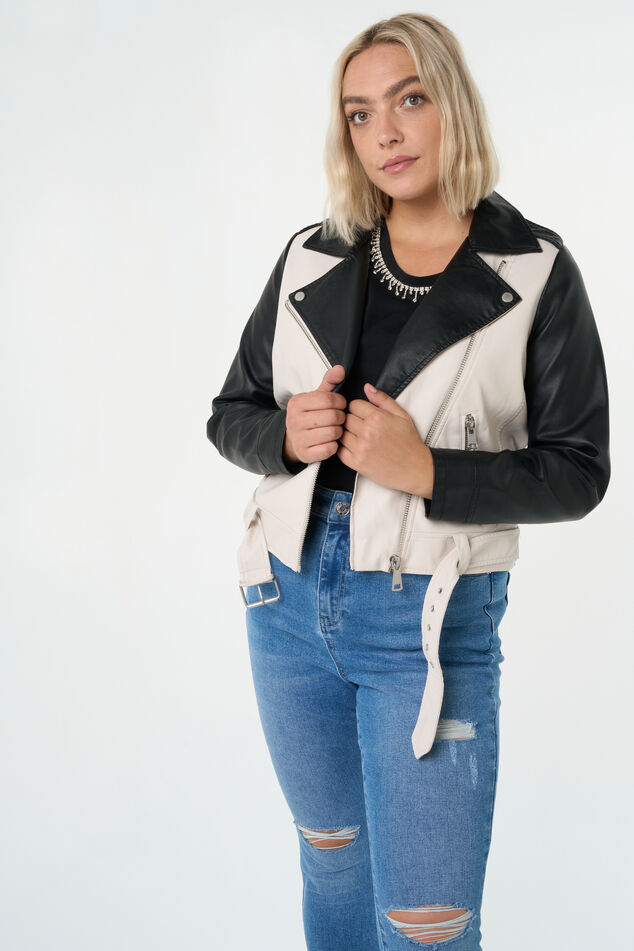 Cazadora biker bicolor image number 7