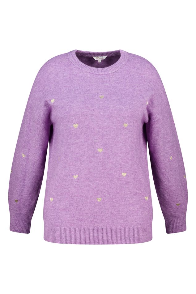 Jersey de punto fino con corazones bordados image number 1