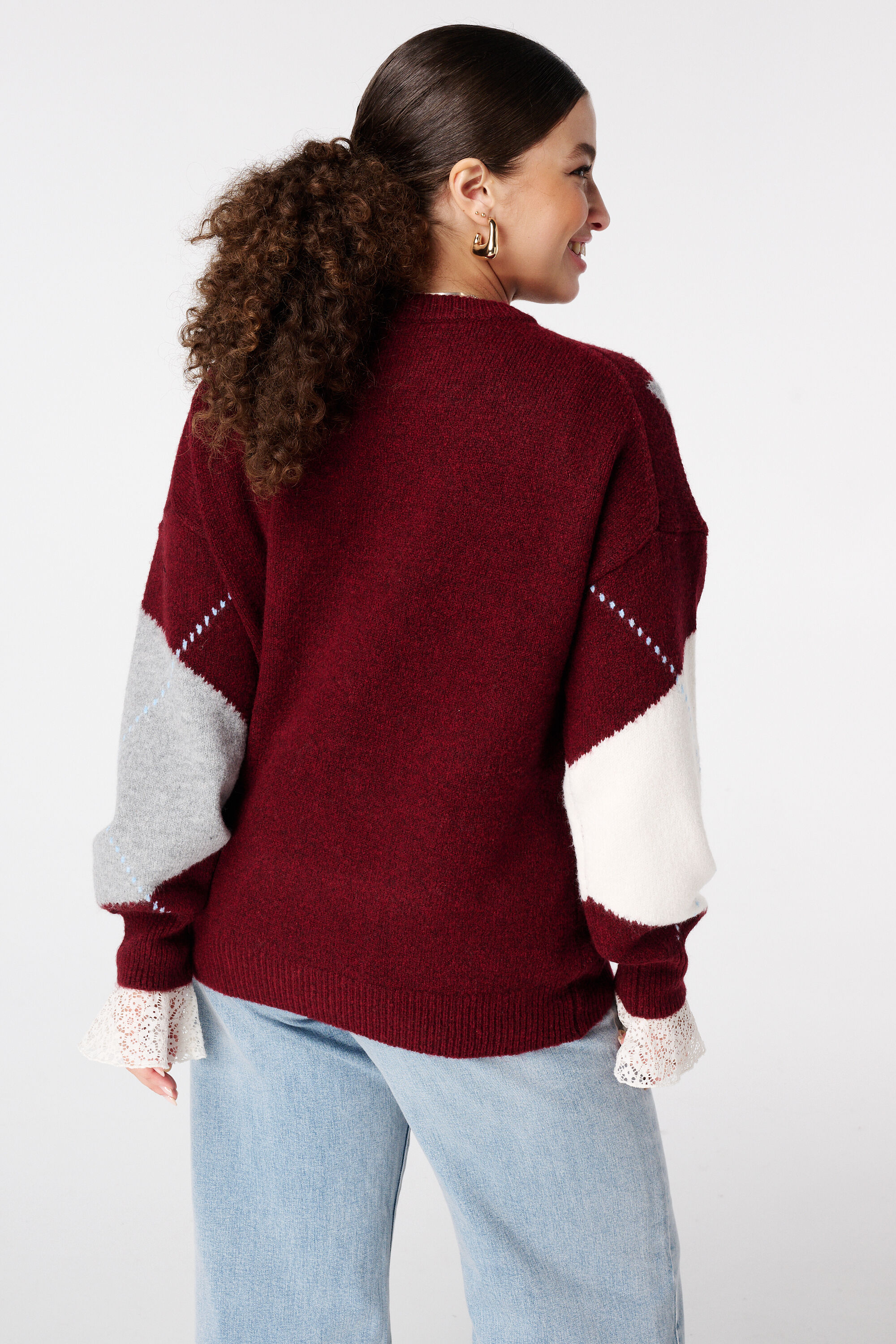 Jersey de punto con dise&ntilde;o de rombos image number 3