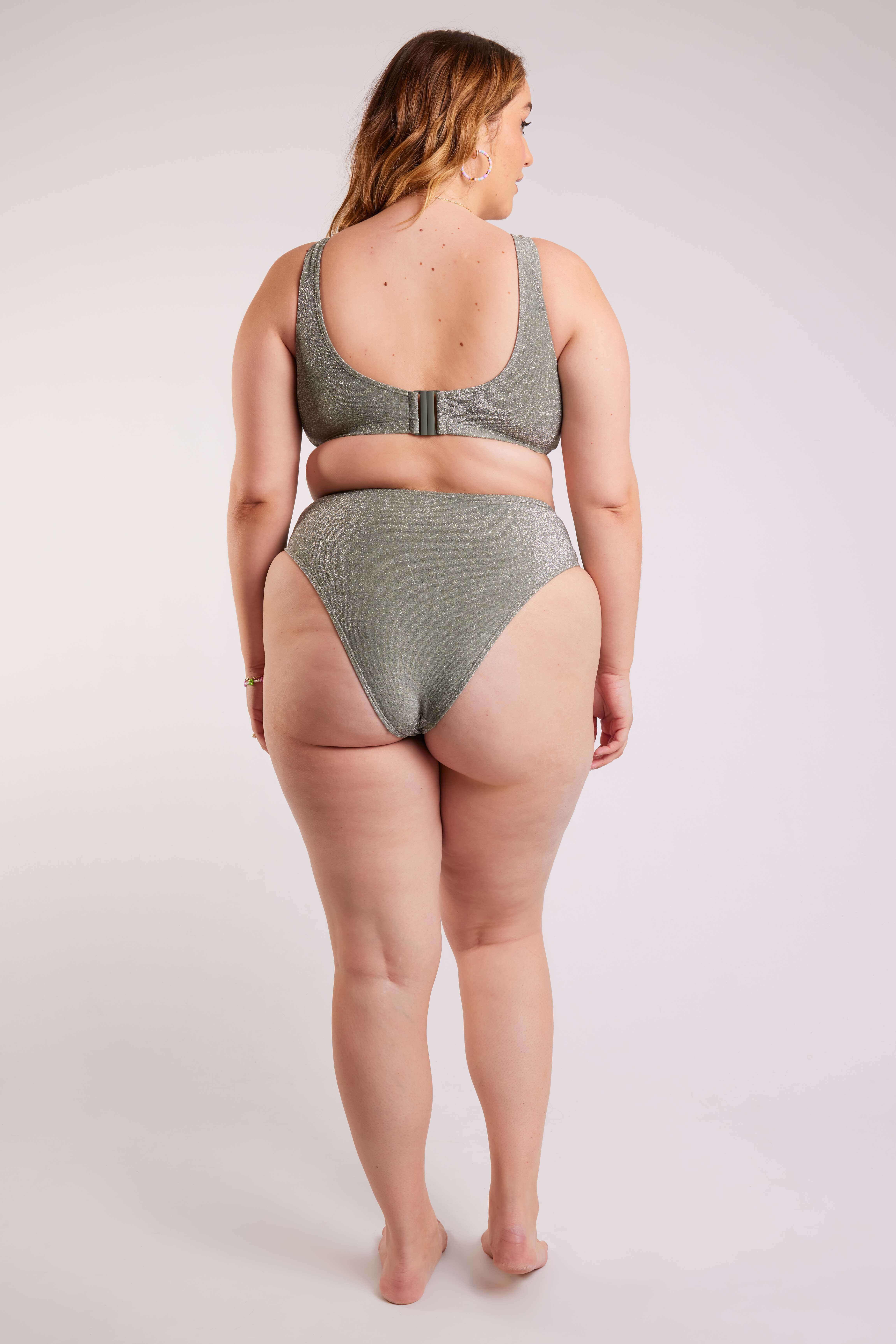 Braguita de bikini de talle alto con purpurina image number 4