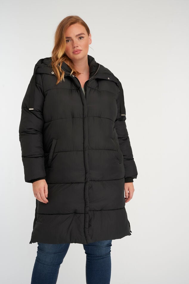 Abrigo largo acolchado con capucha  image number 0