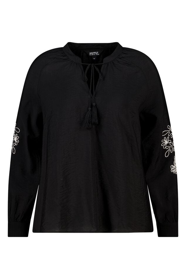 Blusa con bordado en las mangas image number 1