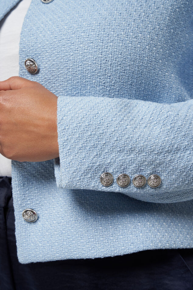 Chaqueta corta de tweed con botones metálicos image number 3