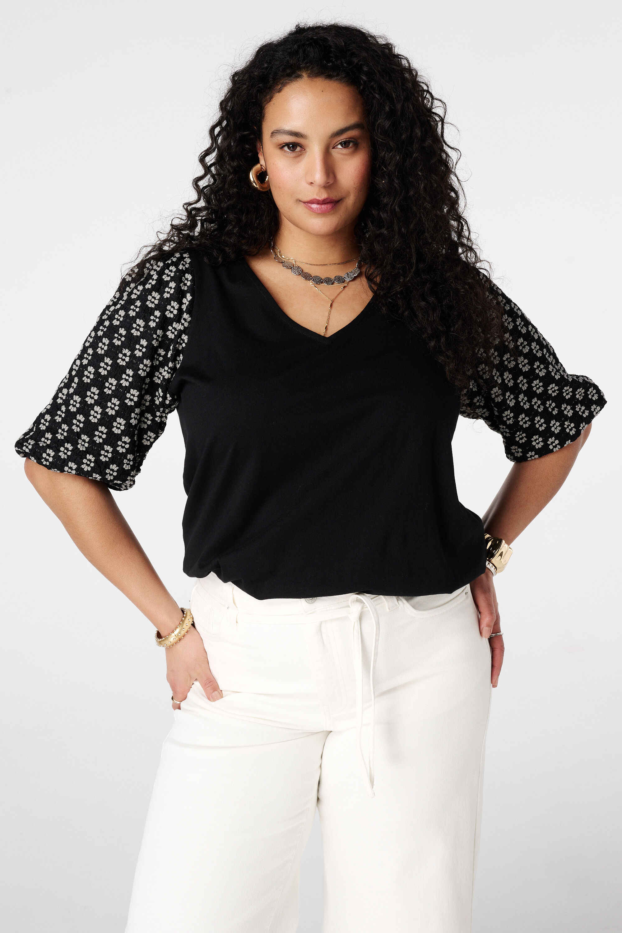 Top con mangas abullonadas