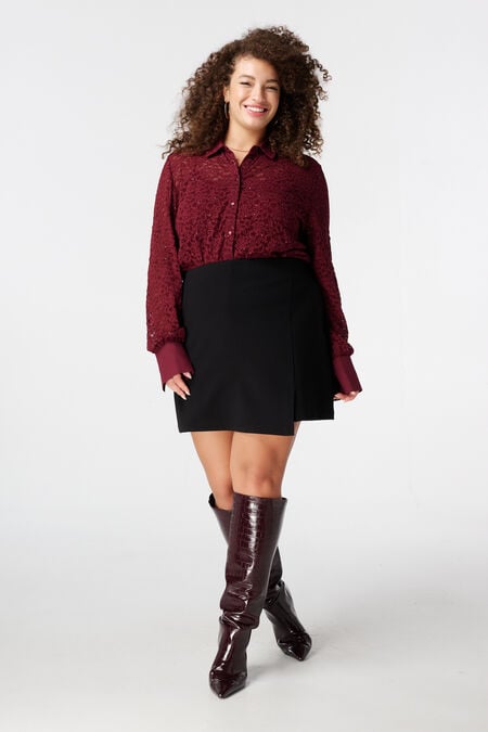 Falda con aspecto cruzado y cintura elástica Falda con aspecto cruzado y cintura elástica