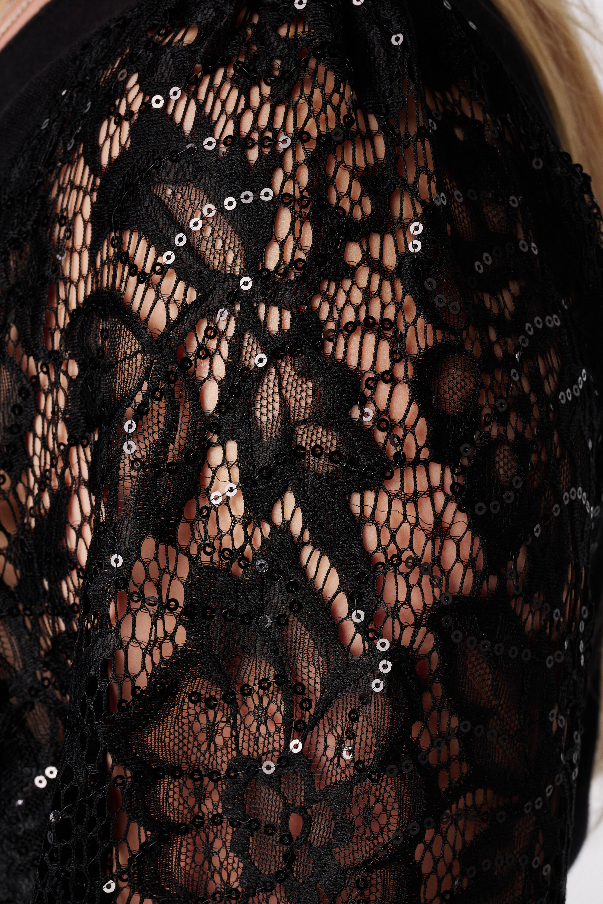 Jersey con mangas de encaje y lentejuelas image number 6