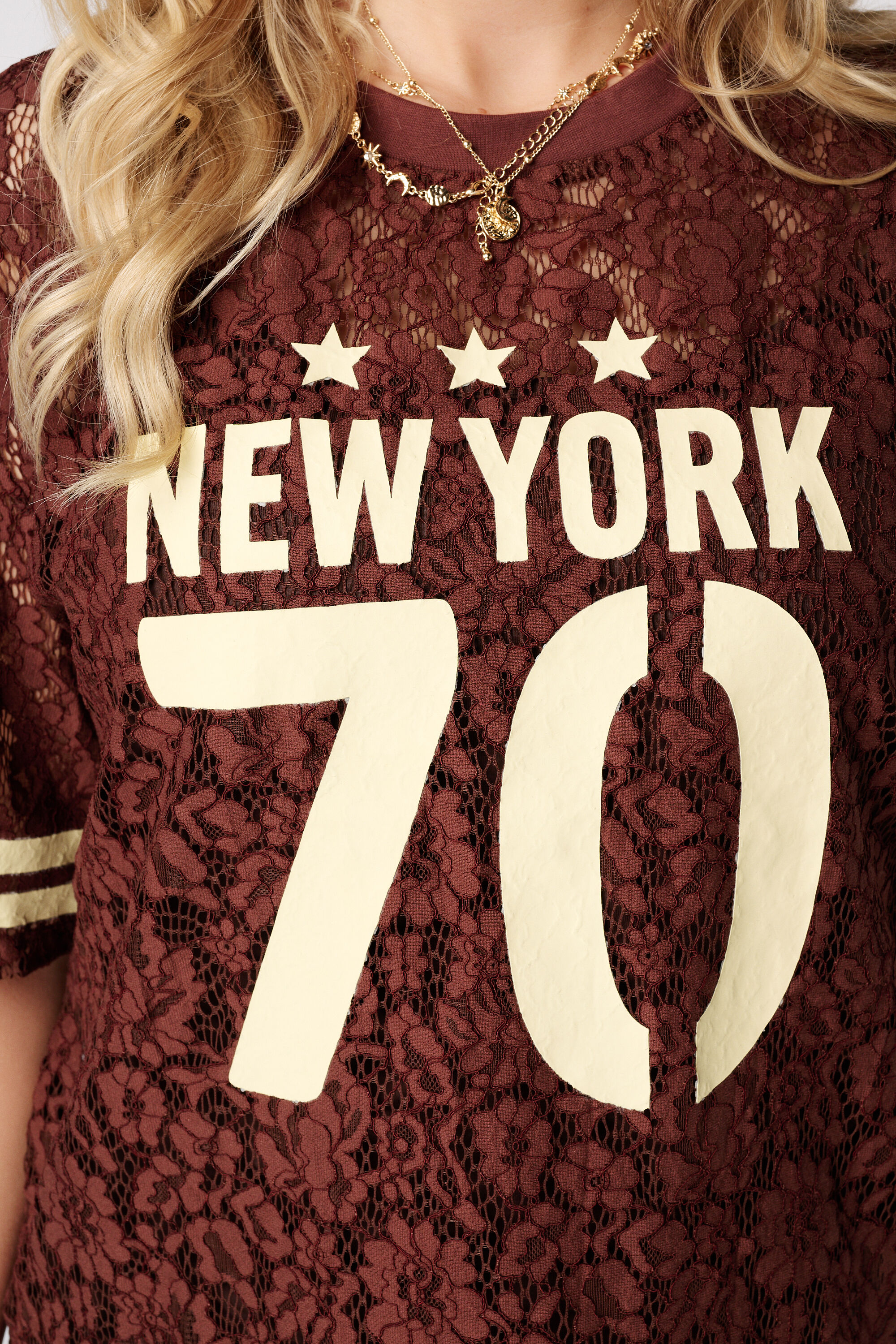 Top de encaje con aspecto de jersey image number 6