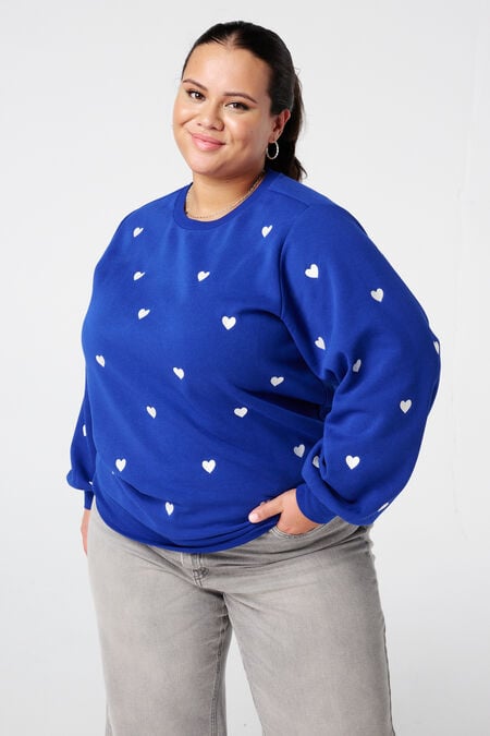 Jersey con corazones bordados y mangas abullonadas Jersey con corazones bordados y mangas abullonadas