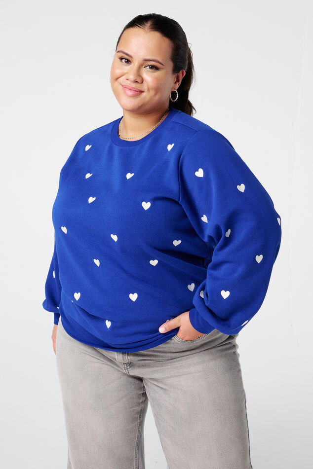 Jersey con corazones bordados y mangas abullonadas image number 0