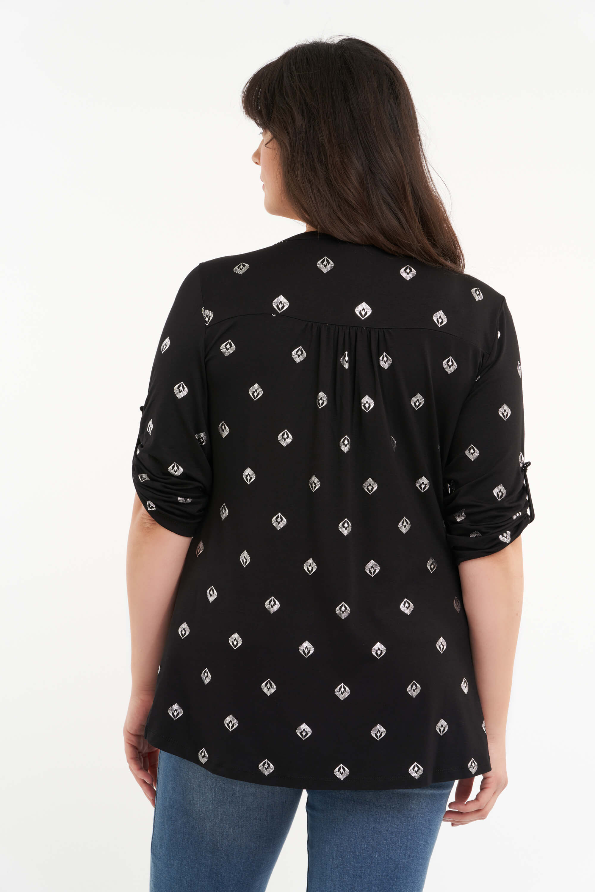 Top con estampado plateado  image number 3