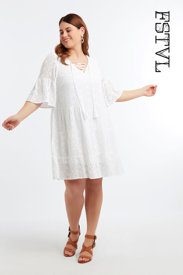 Vestido tipo túnica con broderie image number 0