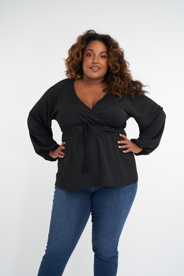 Top cruzado con mangas abullonadas image number 0