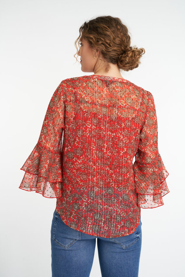 Blusa floral con volantes   image number 3