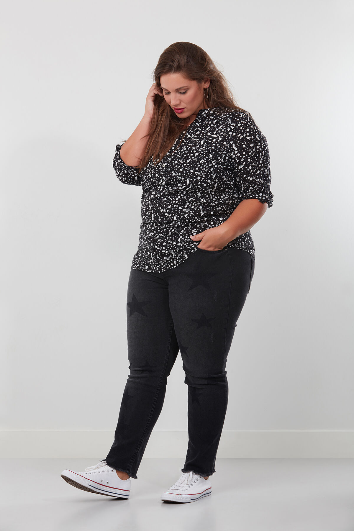 Blusa larga con estampado integral image number 3