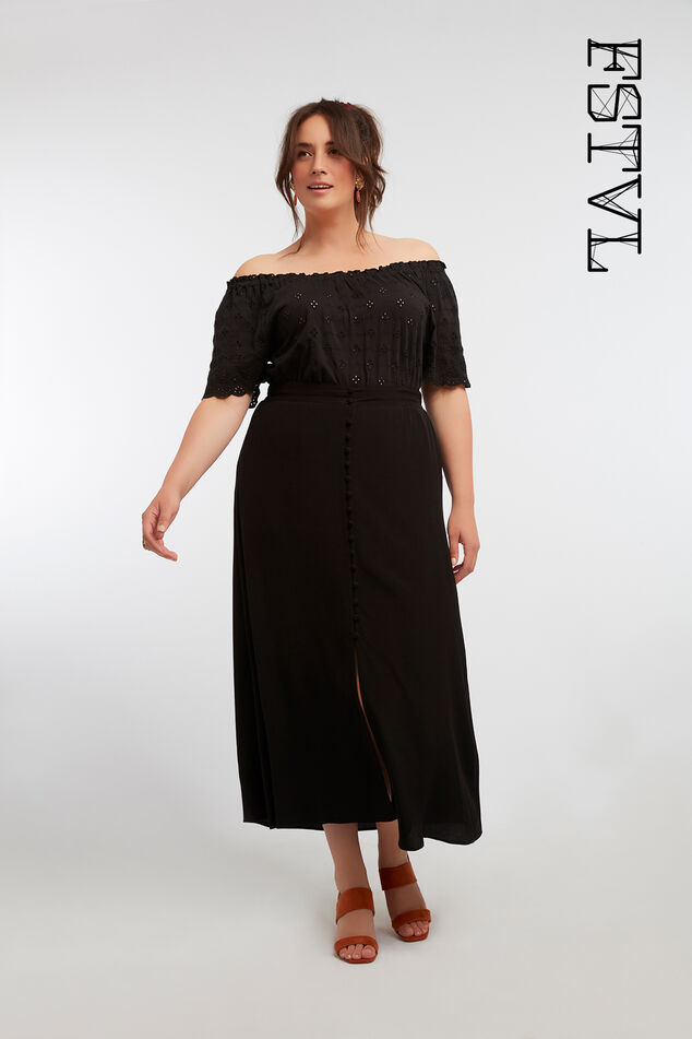 Falda maxi con botones image number 0