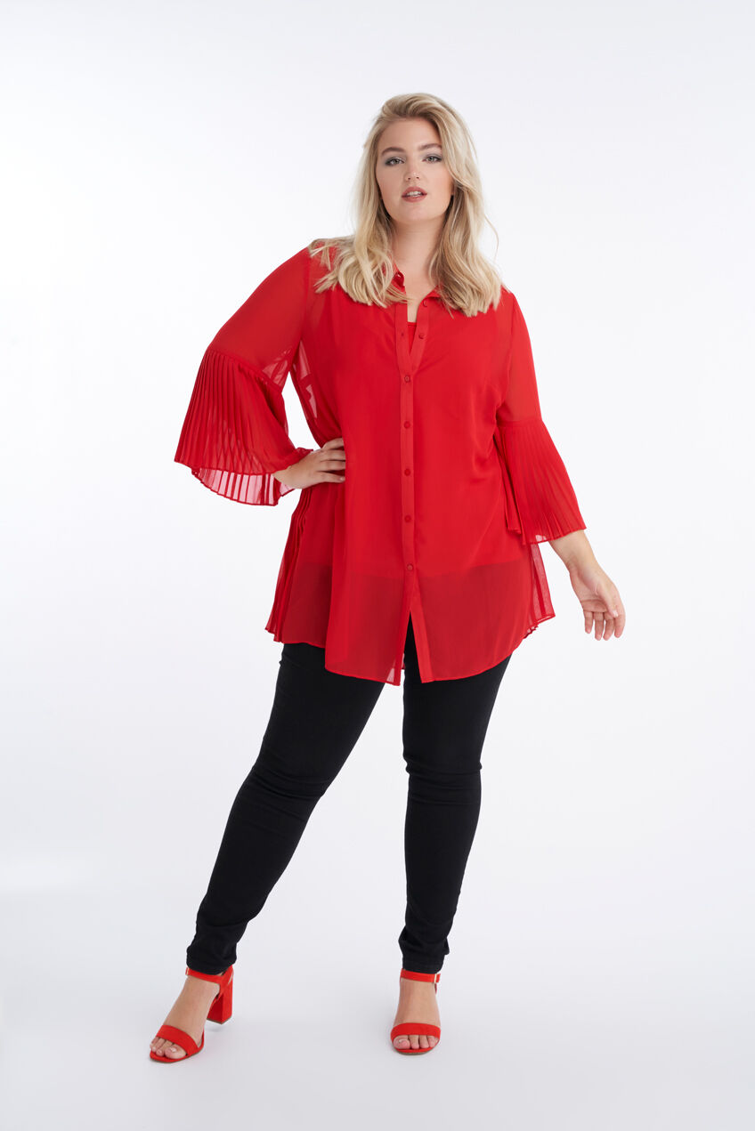 Blusa larga con mangas trompeta  image number 6