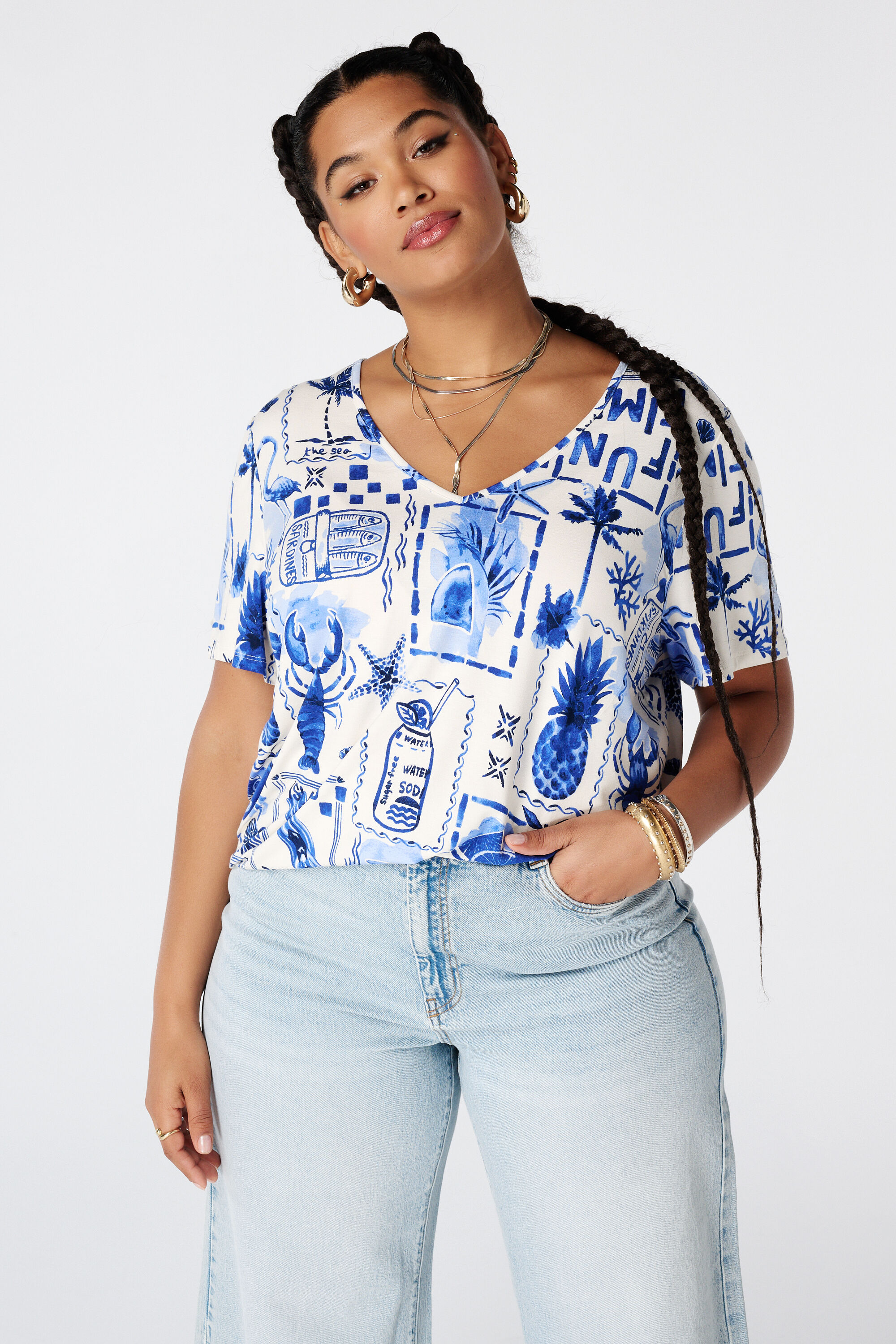 Top estampado con escote en V