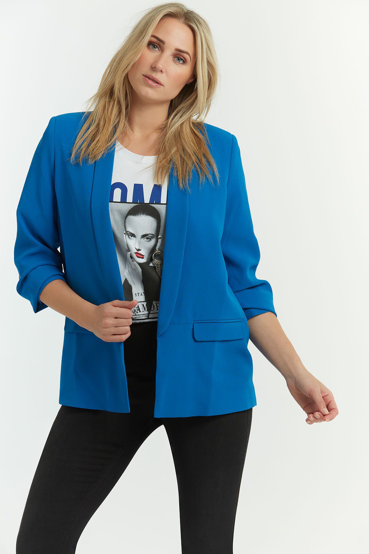 Blazer de crep&eacute; con efecto arrugado image number 3