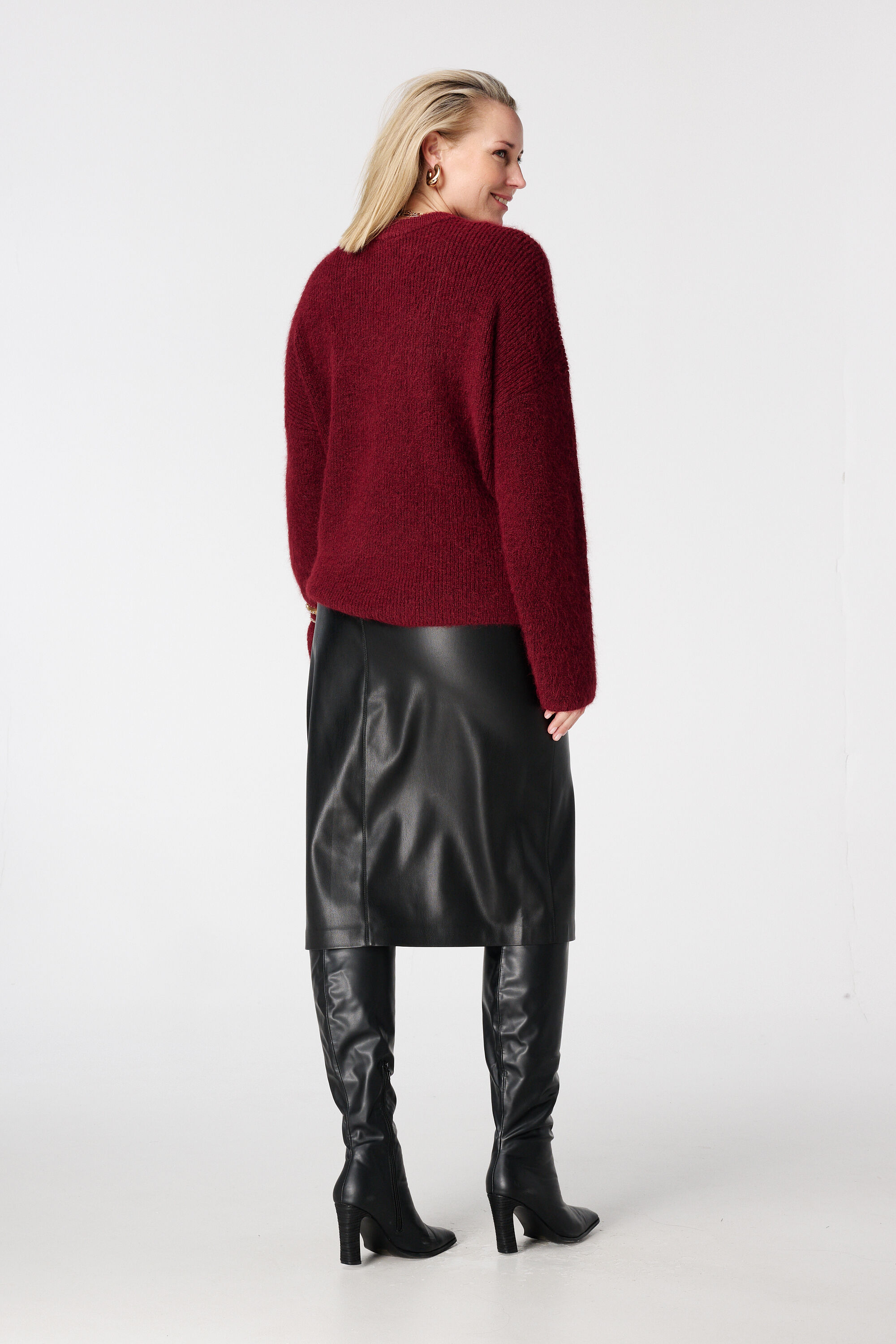 Falda midi de PU con aspecto de cuero image number 3