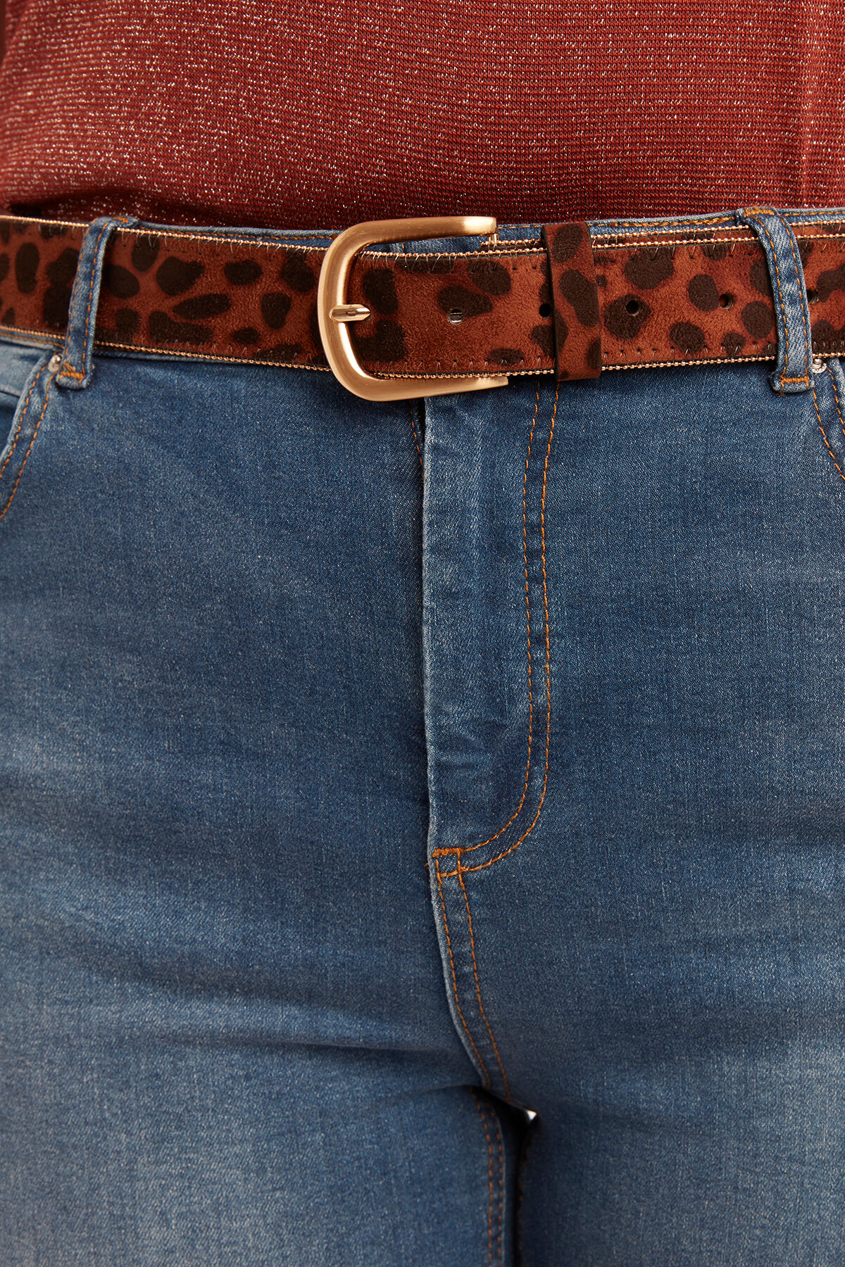 Cintur&oacute;n con estampado de leopardo image number 2